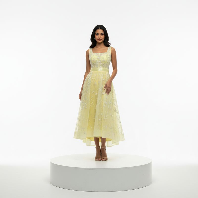 Vestido largo amarillo talla 38