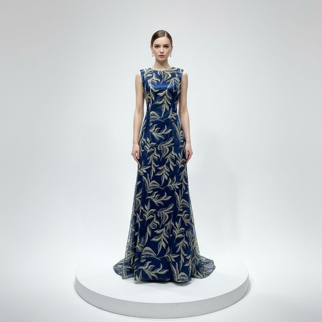 Vestido Largo Color Navy Talla 40