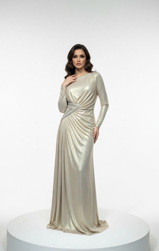 Vestido Largo - Color Beige - Tallas 44-46-48-50