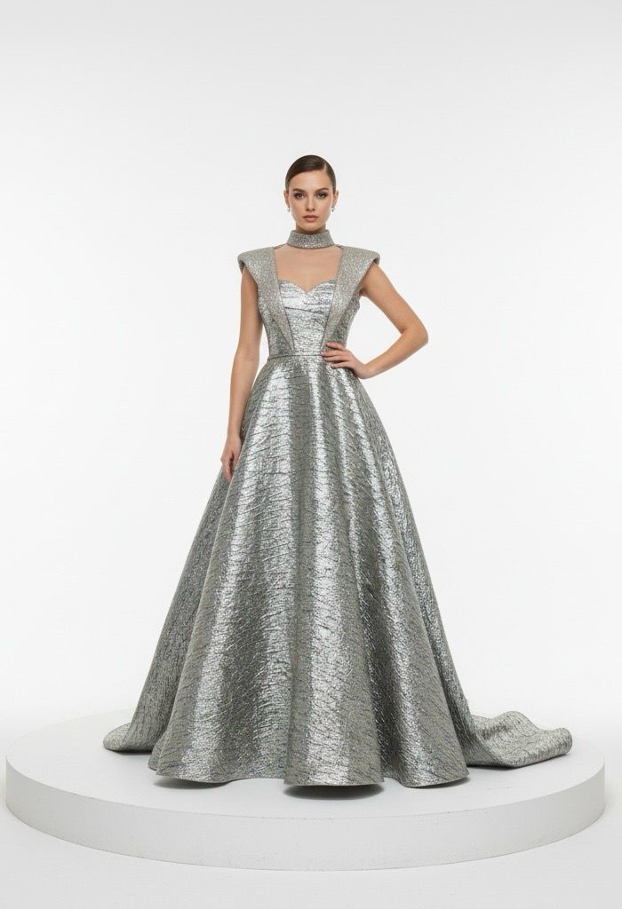 Vestido largo color dorado, talla 44 - L