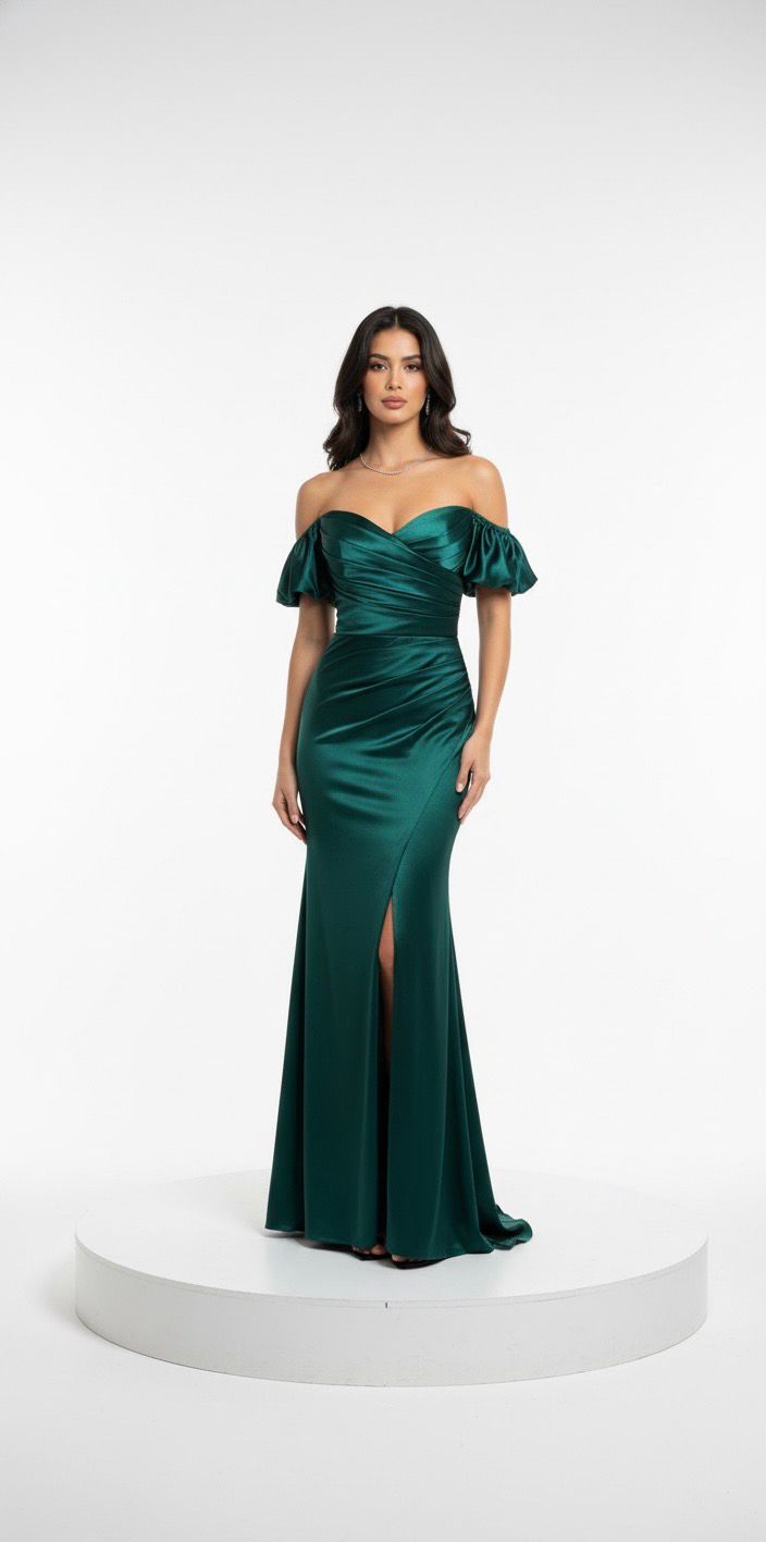 Vestido verde corte sirena de diversas tallas