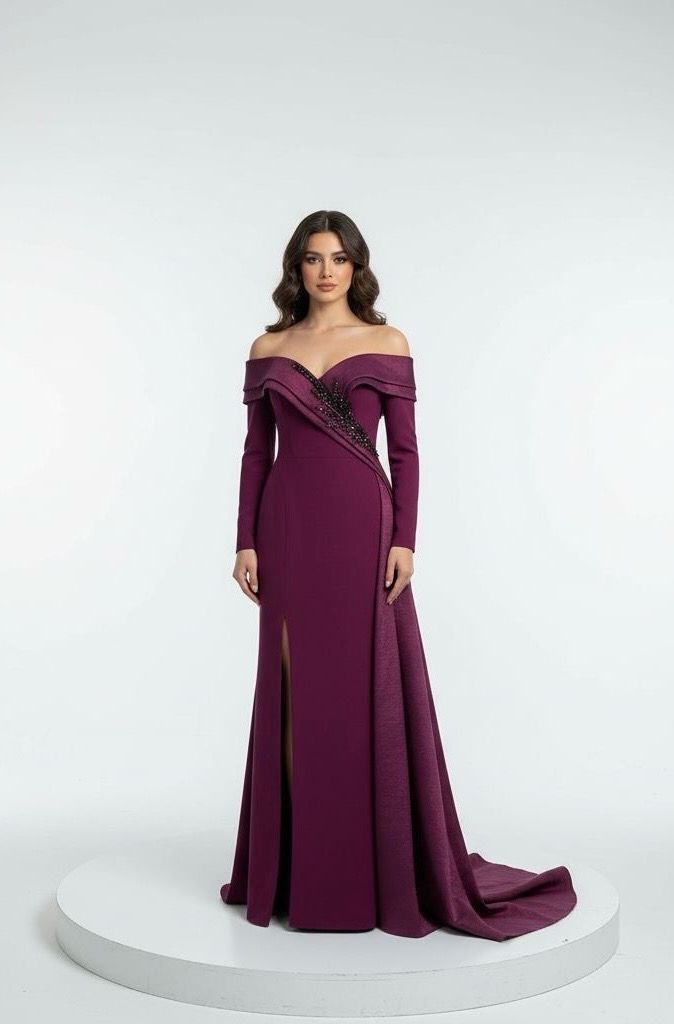 Long Sleeved- Burgundy Gown
