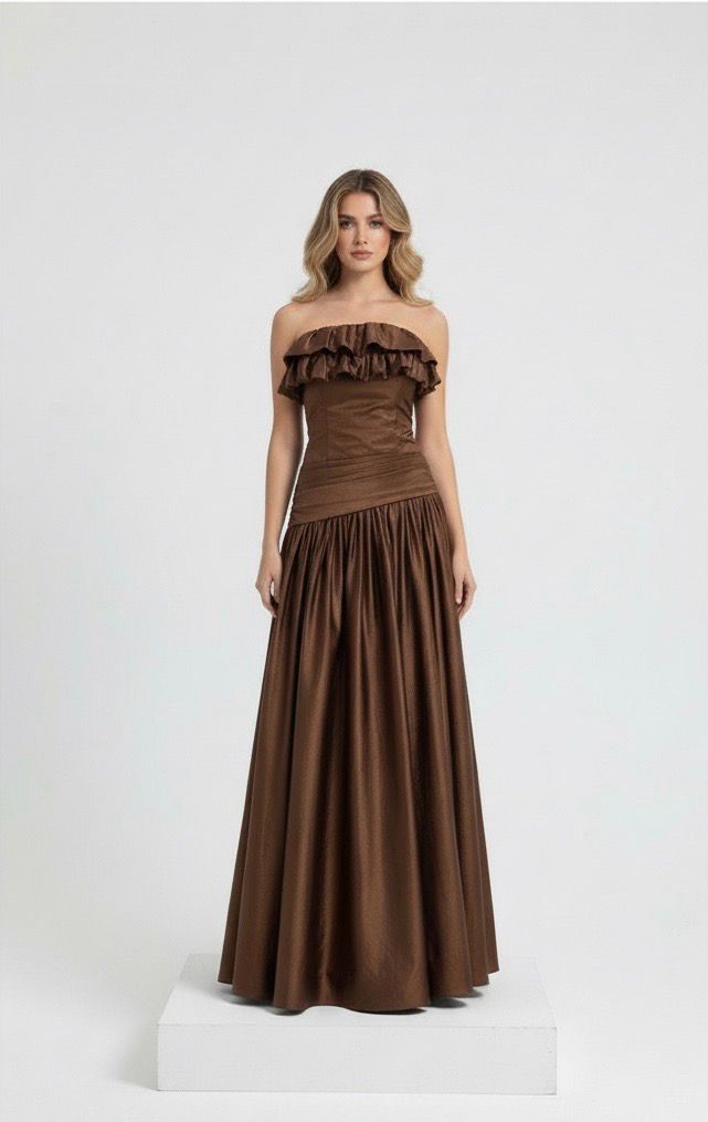 Vestido largo BROWN METALLIC Talla: 42