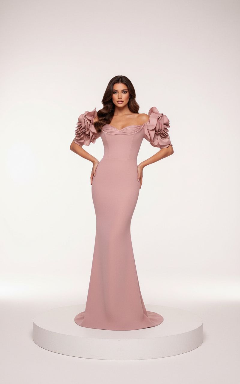 Off Shoulder Petal Gown