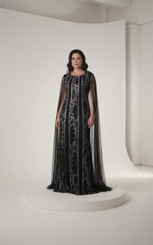 Vestido largo negro piedreria talla  48 - 50