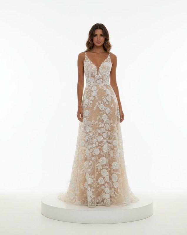 Vestido-Largo-Blanco/Crema-Talla/40 HN112