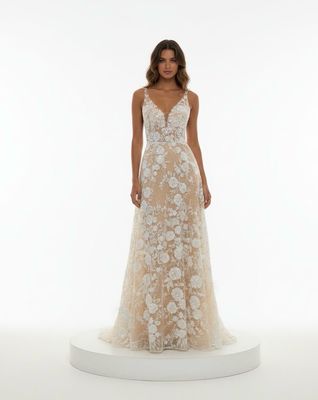 Vestido-Largo-Blanco/Crema-Talla/40 HN112