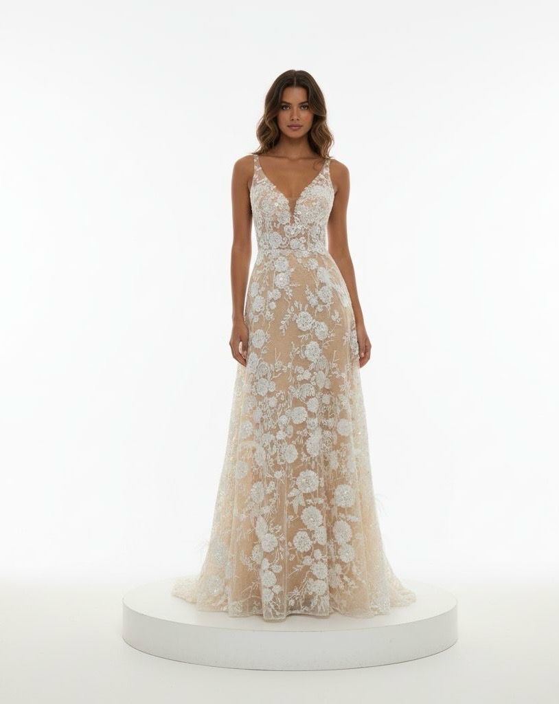 Vestido-Largo-Blanco/Crema-Talla/40 HN112