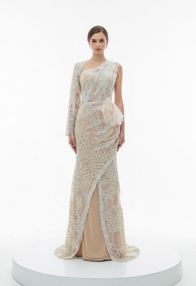 Vestido-Largo-Crema-Talla/46 HN136L