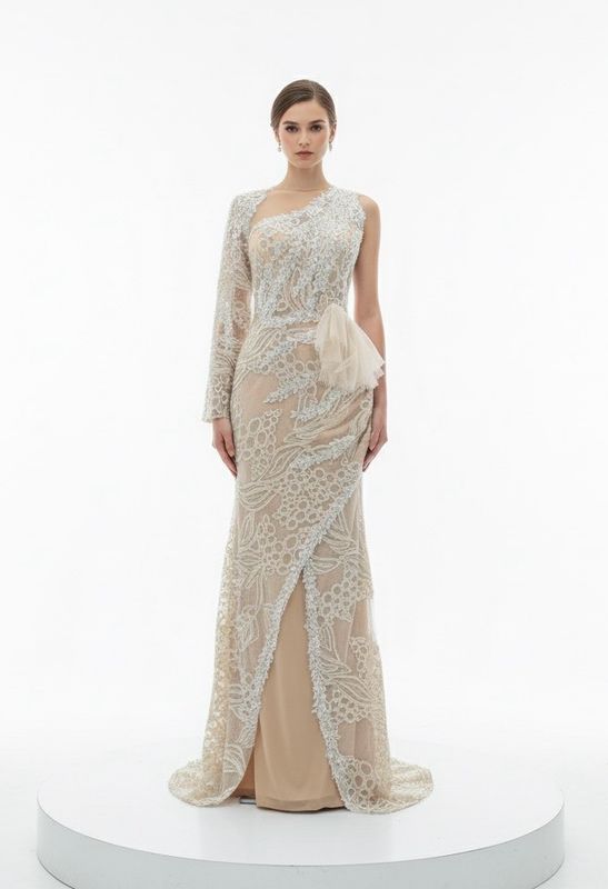 Vestido-Largo-Crema-Talla/46 HN136L