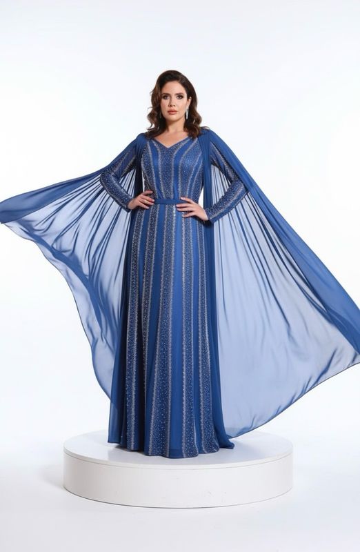 Long sleeved blue dress 