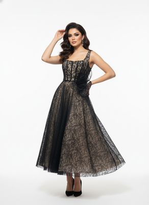 Lace Beige Midi Dress