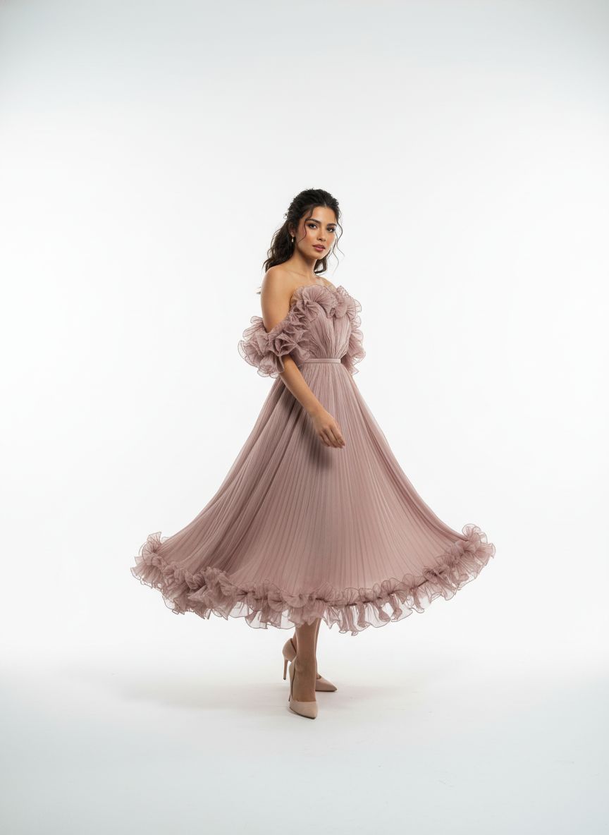 Dusty Rose Ruffled Dress