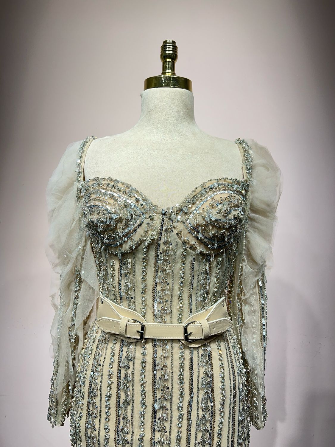 Embroidered Tulle Gown