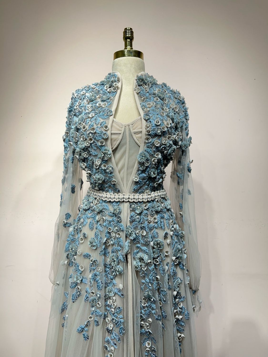 Embroidered A-Line Tulle Gown