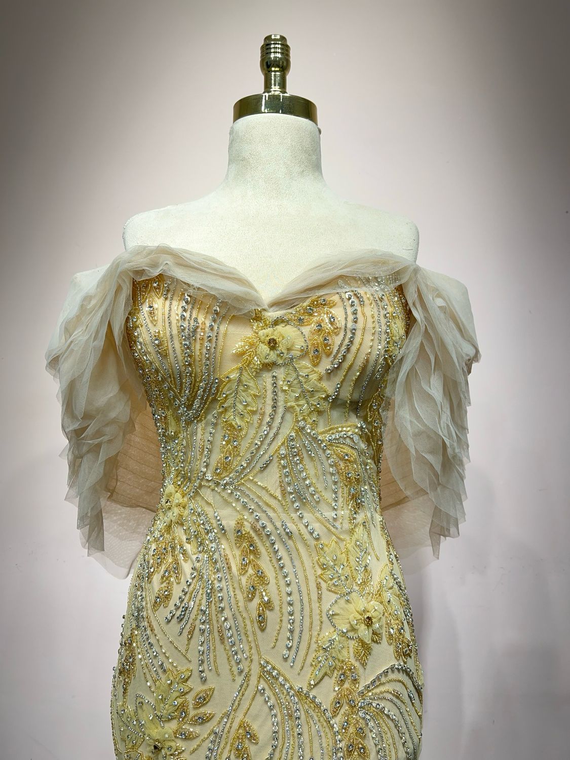 HAND EMBROIDERED TULLE GOWN