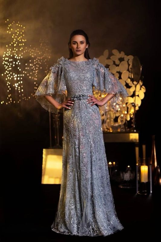 Long dress in	Aqua,	size 	48