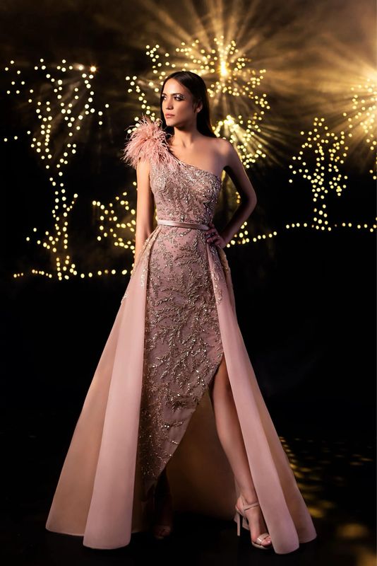 Long dress in	Dusty Rose,	size 	44