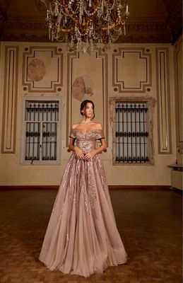 Long dress in	Rose Gold,	size 	44