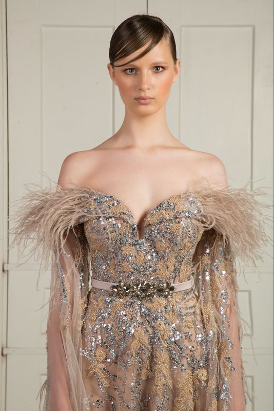 Long dress in	Rose gold,	size 	46