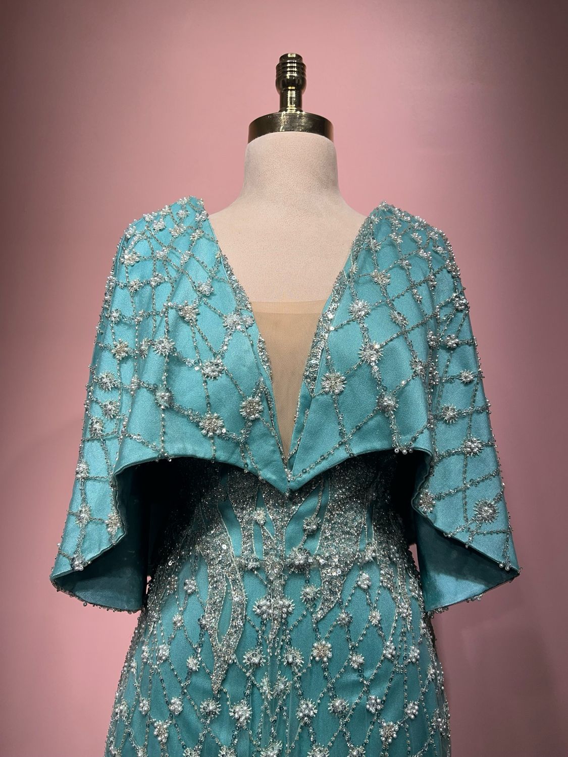 Vestido Largo menta con chal