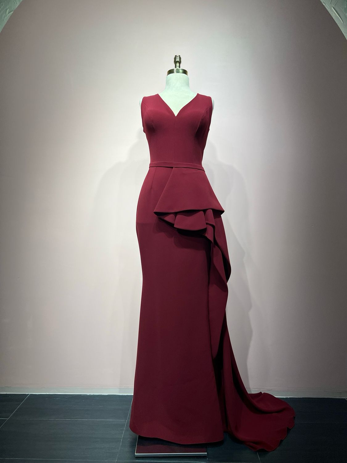 Vestido Largo,	Rojo Vino	,Talla	42