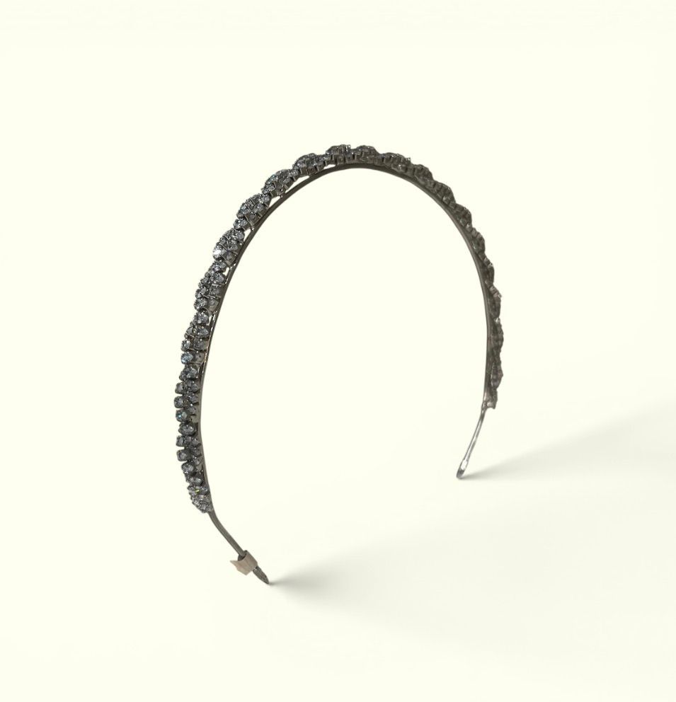 Vincha de una linea black silver con cristales