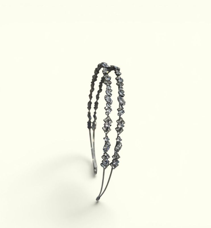 Vincha doble black silver