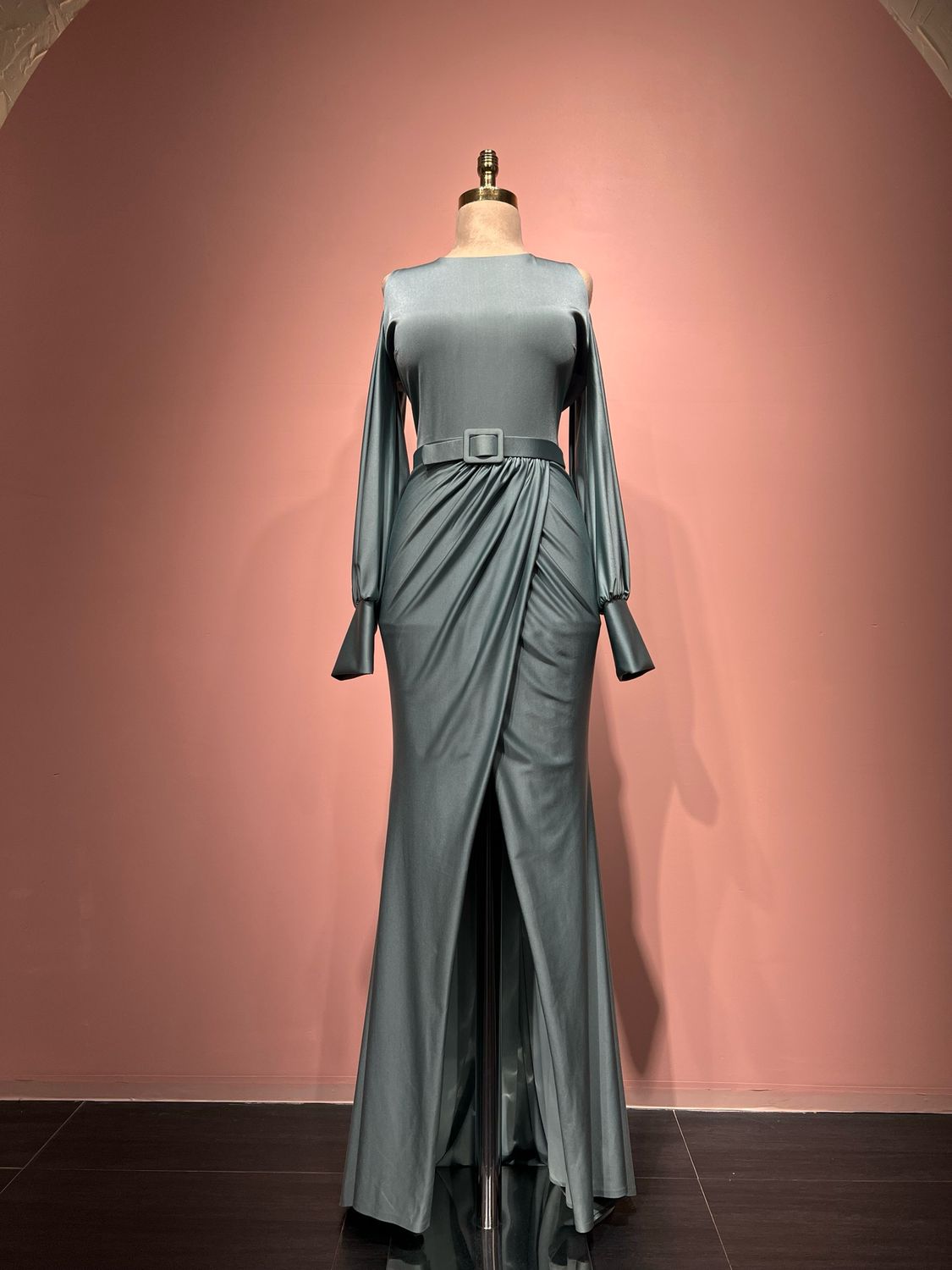 Sky blue,	maxi dress.