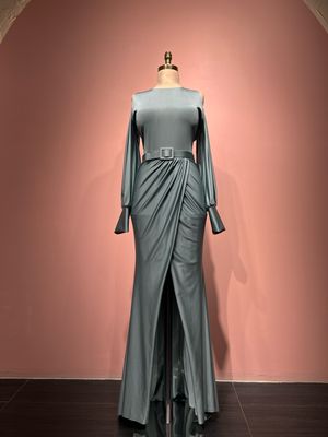 Sky blue,	maxi dress.