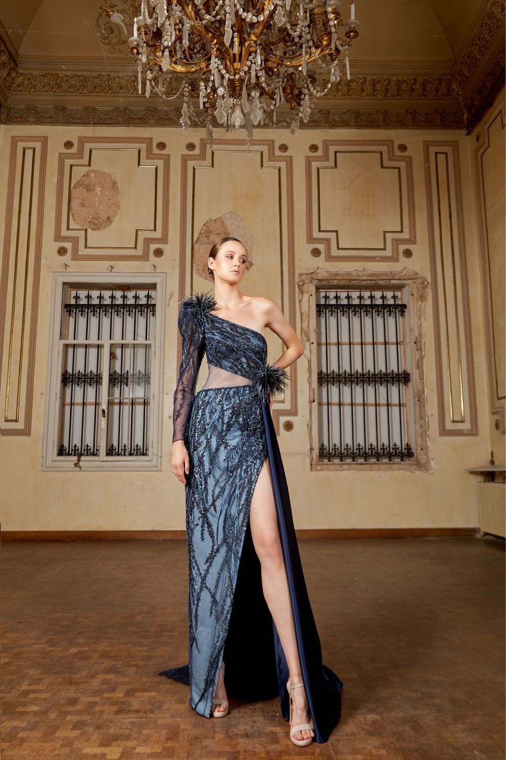 Long dress in	Navy Blue,	size 	44