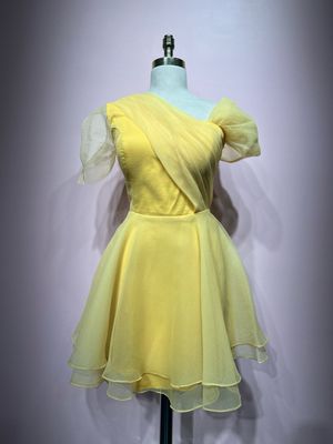 Light Yellow,	mini dress.