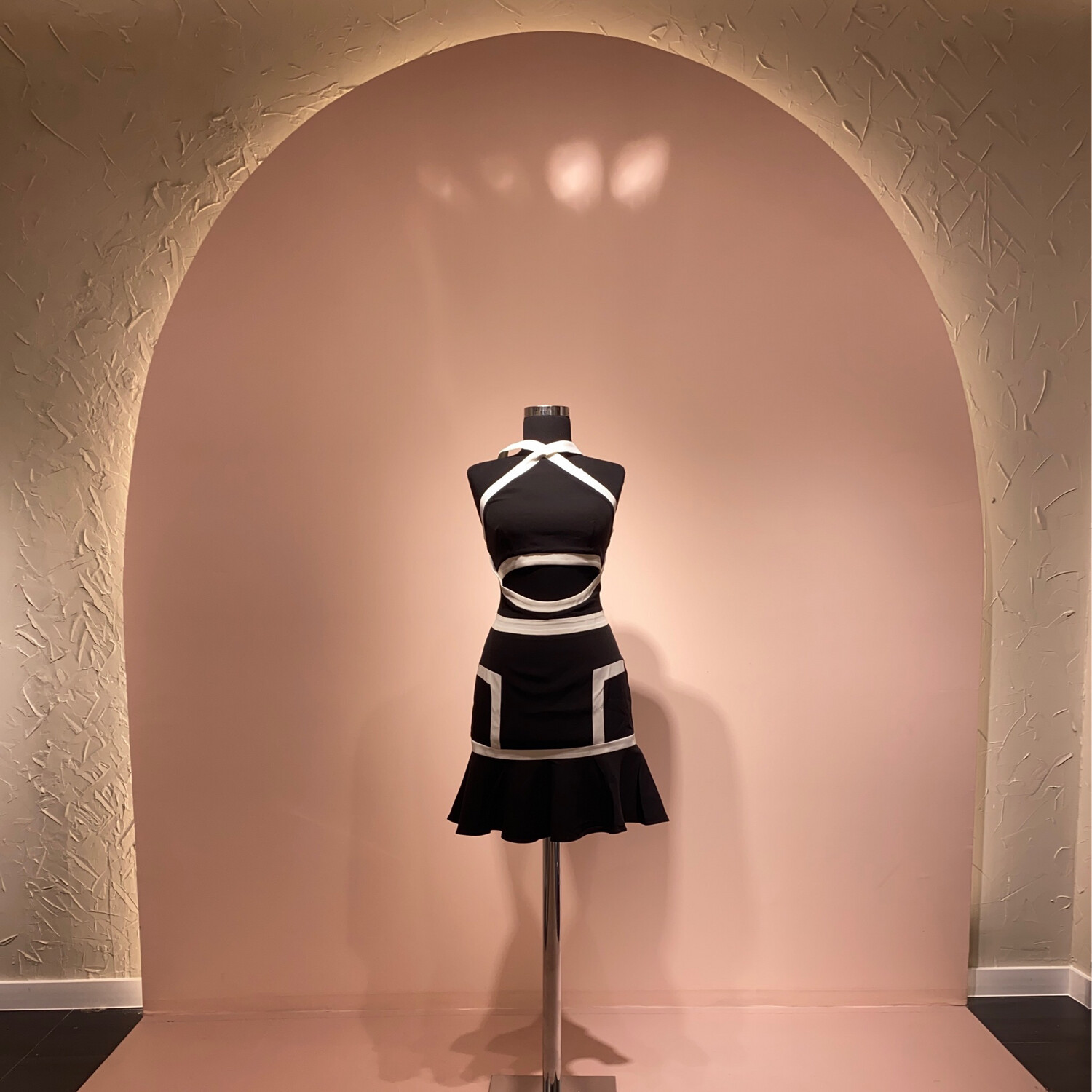 Vestido Largo,	Negro - Blanco	,Talla	36 - 38 - 42
