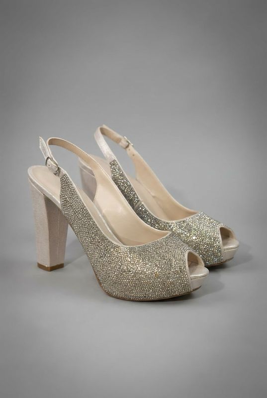 SILVER GLITTER SLINGBACK HEELS