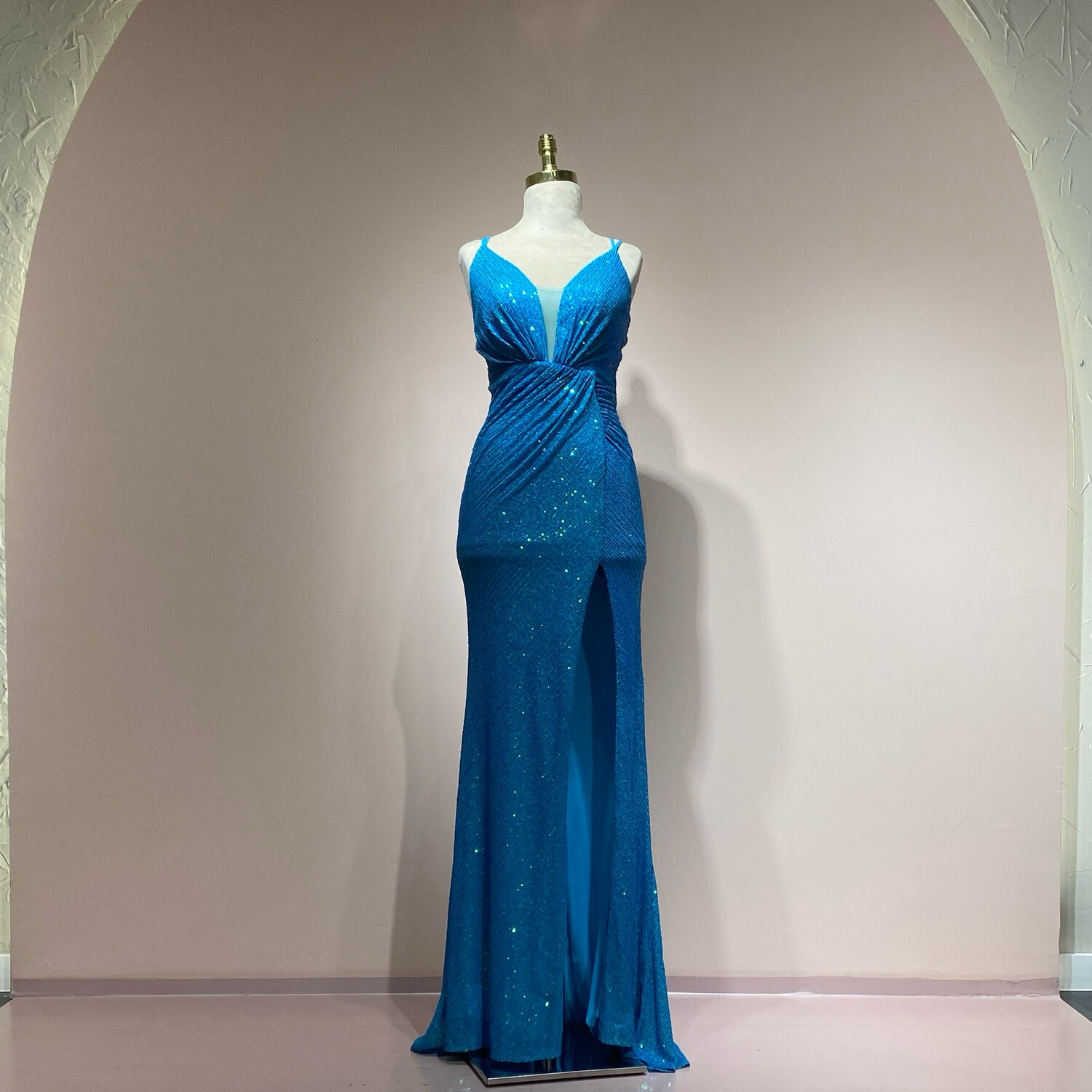 Vestido Largo,	Verde Turquesa	,Talla	8