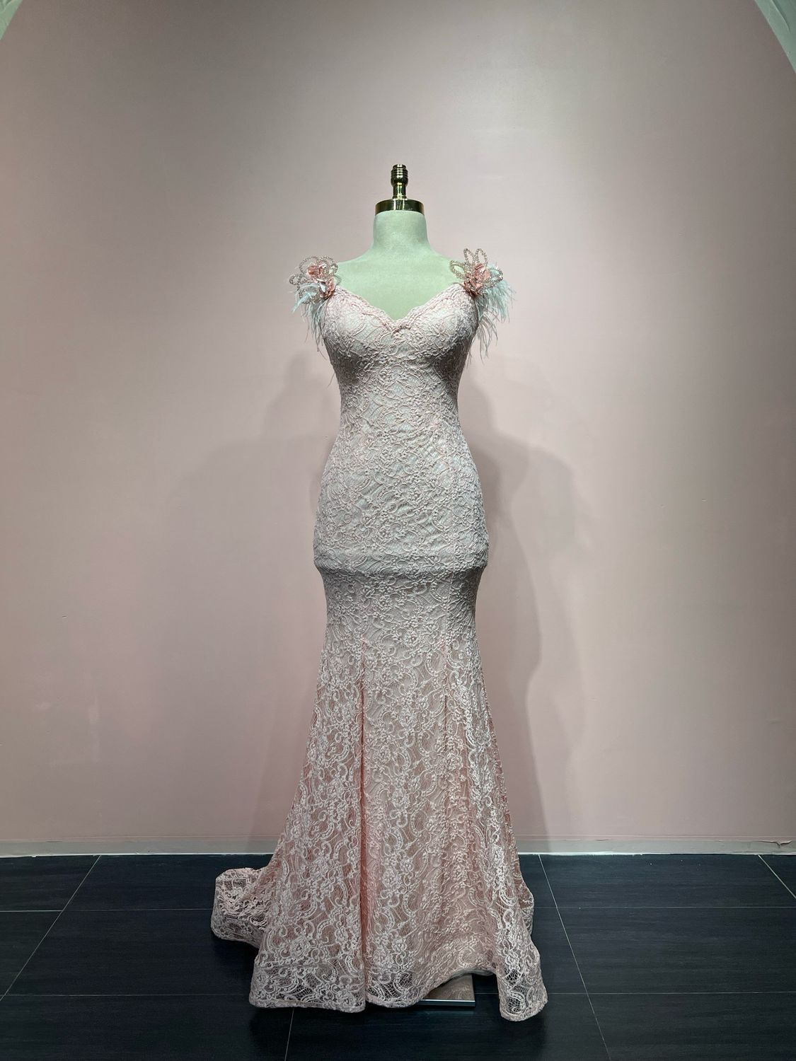 VESTIDO LARGO COLOR PEACH TALLA 38