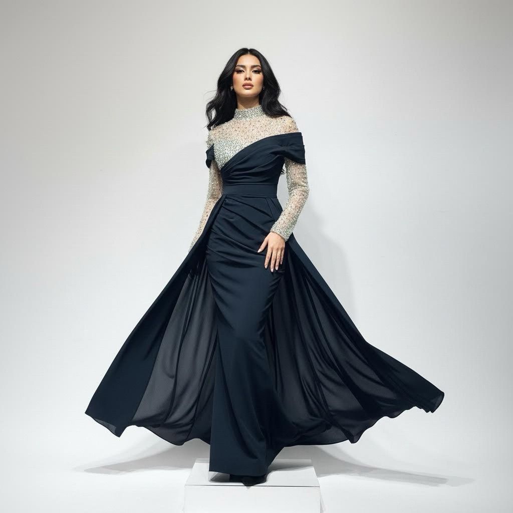 Long	black	dress,	size	40