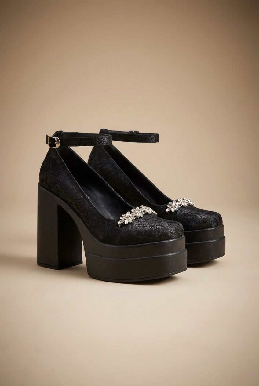 BLACK PLATFORM HEELS