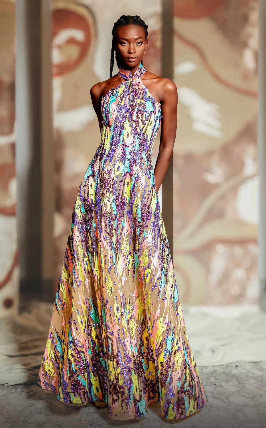 Multicolor sequin gown
