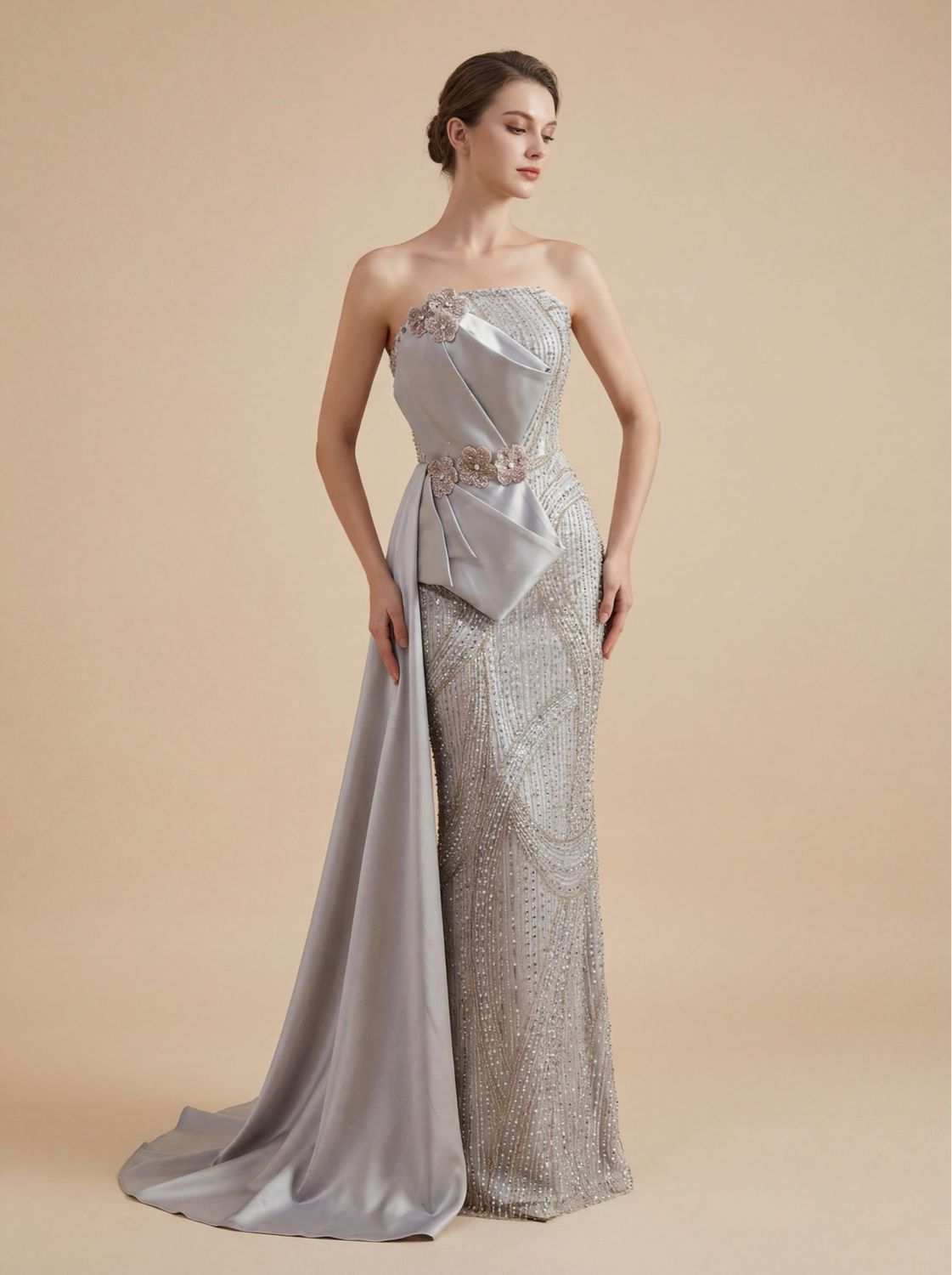SILVER BEADING GOWN