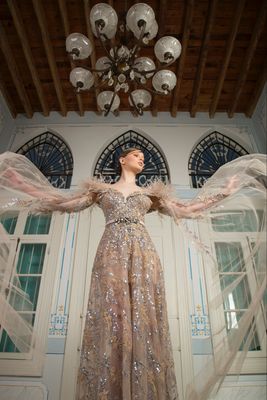 Long dress in	Rose gold,	size 	46