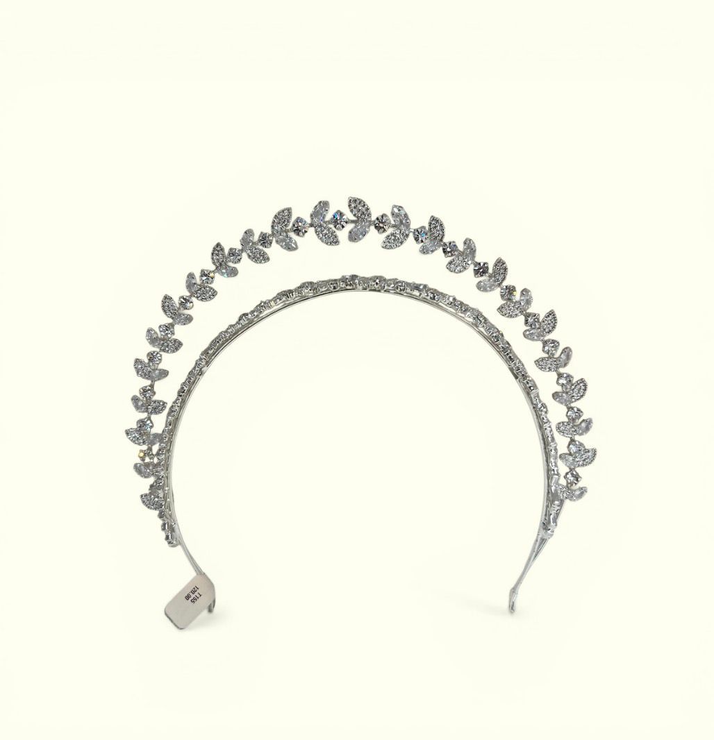 Vincha tipo halo white silver