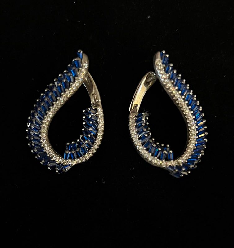 Aretes silver con cristales azul