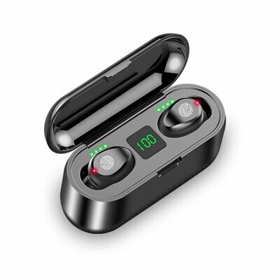 Waterproof and wireless earbuds + box charger + power bank