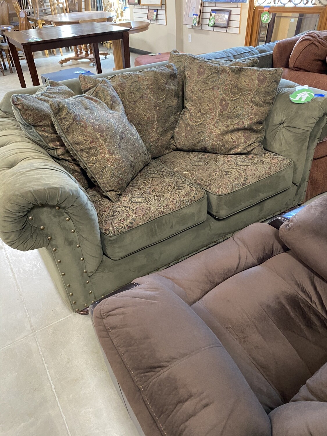 CLEARANCE SUADE GREEN LOVESEAT