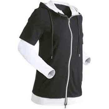 Damen Shirt  2 in 1 Optik   Kapuze Langarm  Trainingsjacke