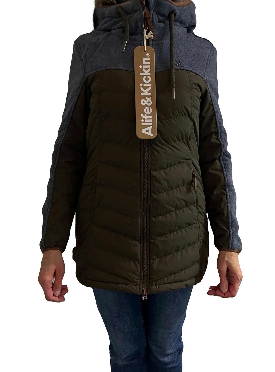 Damen Lang Jacke mit Kapuze Alife and Kickin