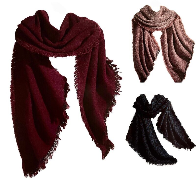 Damenschal 190x70 cm mit Fransen Damenschal 190x70 cm mit Fransen