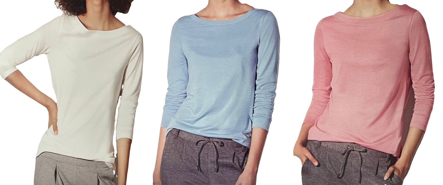 Damen Shirt  Oberteil Rundhals Langarm Jersey