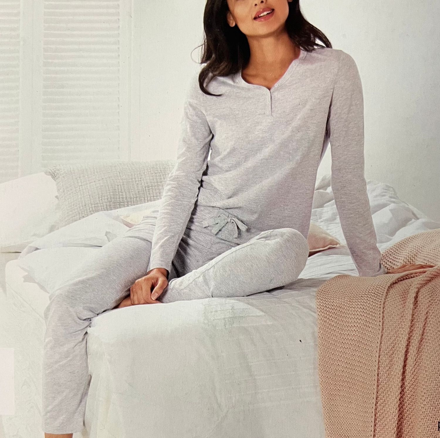 Pyjama Schlafanzug  Damen Nachtwäsche Set  Langarm Oberteil lange Hose